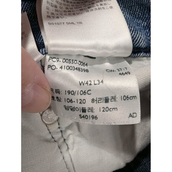 Levi's 550 Jeans Mens 42x34 Blue Relaxed Fit Tapered Distressed Ripped Holes Y2K - Picture 15 of 16